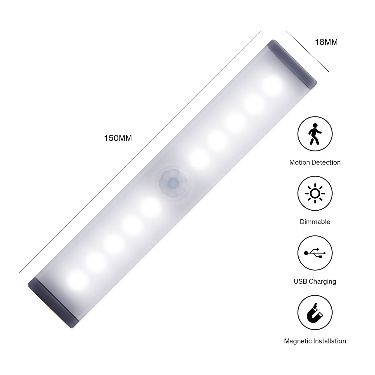 Sinji - Uppladdningsbart LED Sensorljus - 150mm