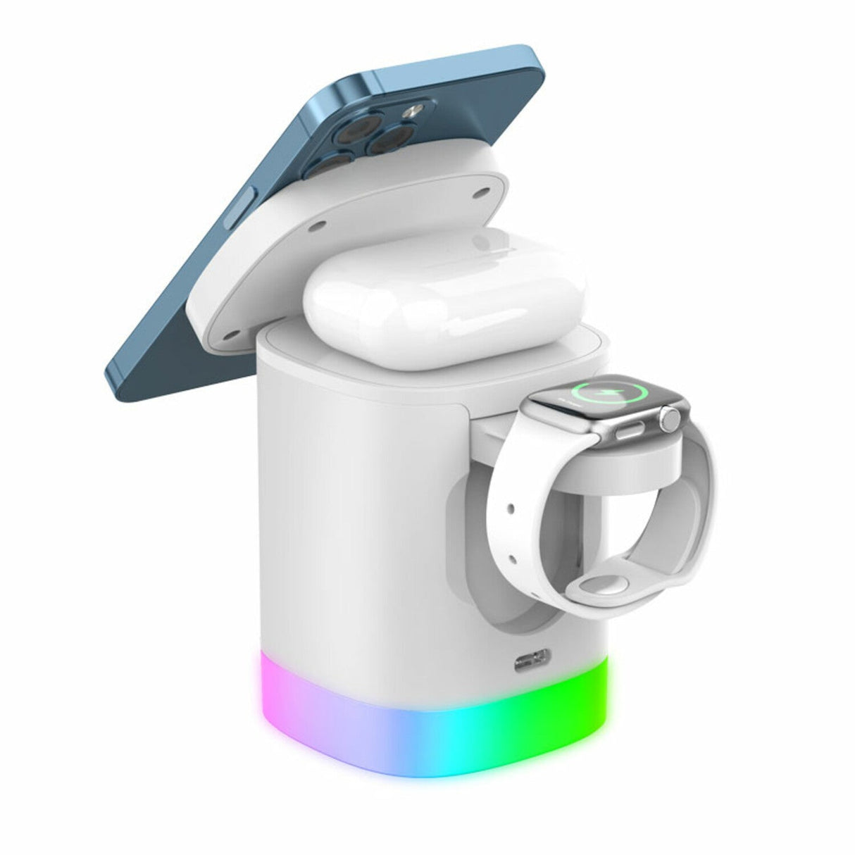 Hopfällbar 3-i-1 Trådlös Laddare med Ljus - 2 varianter