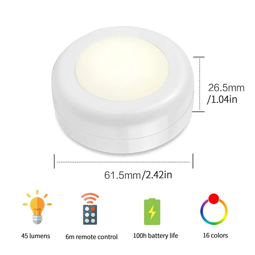LED-spotlights - 6 st Trådlösa LED-Spots med 2 Fjärrkontroller RGB design 13 färger