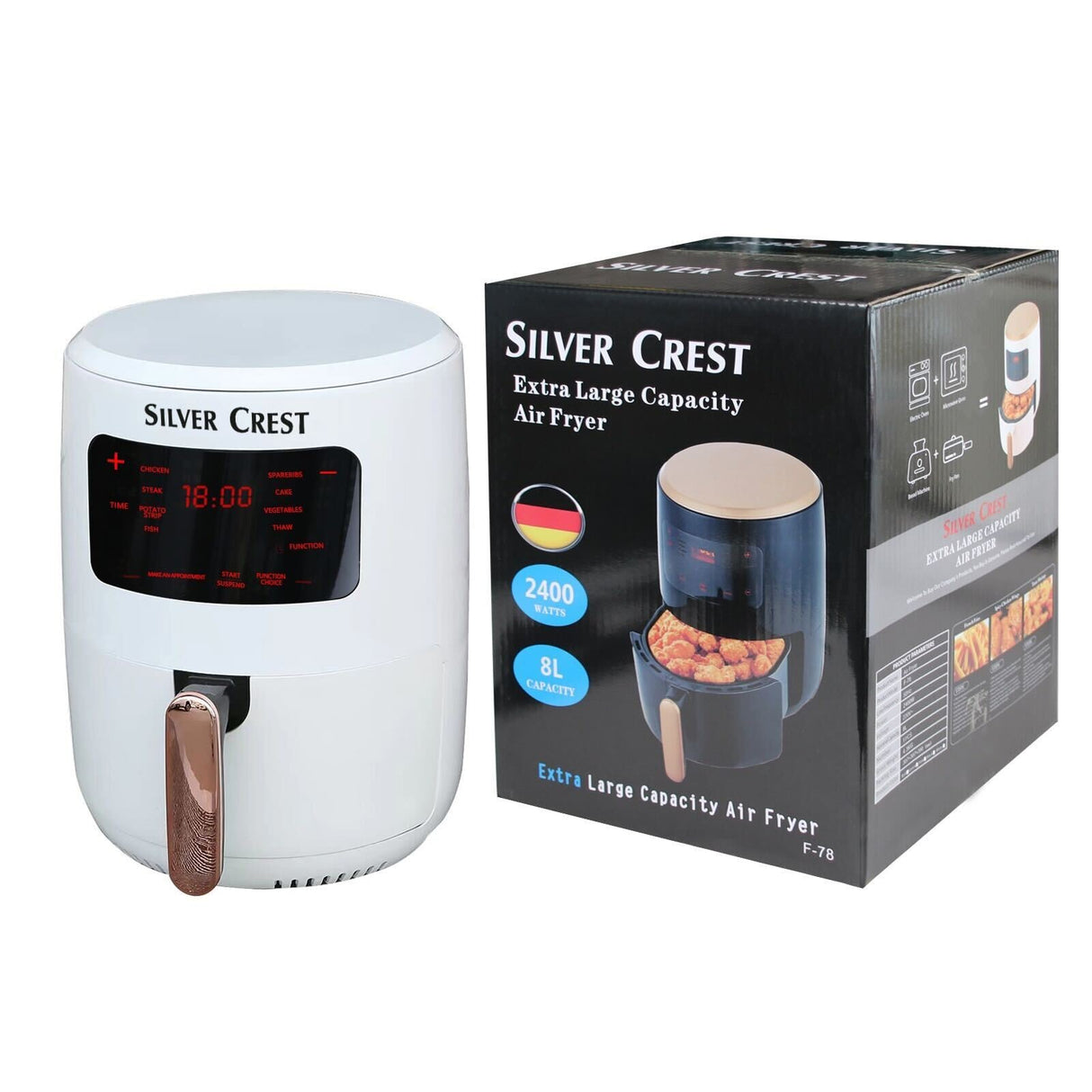 Silver Crest  - Airfryer - Non-Stick - 2400W & 6L - 2 Varianter