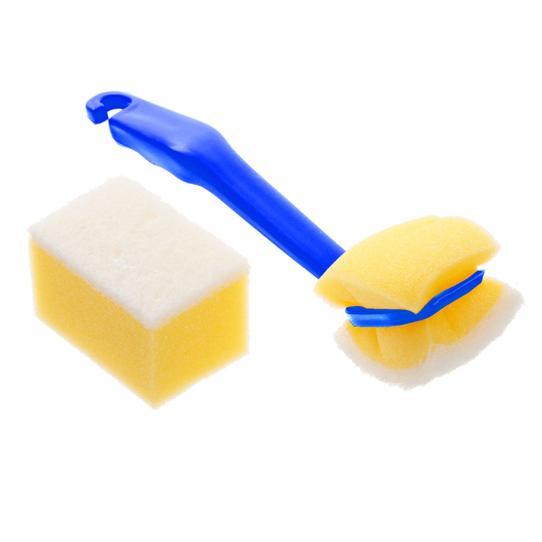 Aricasa Home Products - Diskborste med 2 borstar & 4 svampar - Gul eller Blå