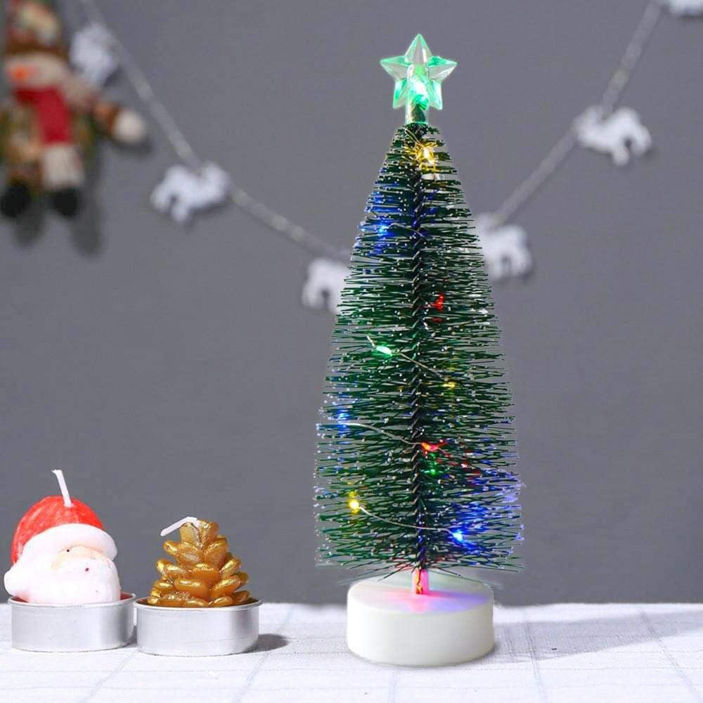 3 st Mini julgranar med Ljus - inkl. batterier