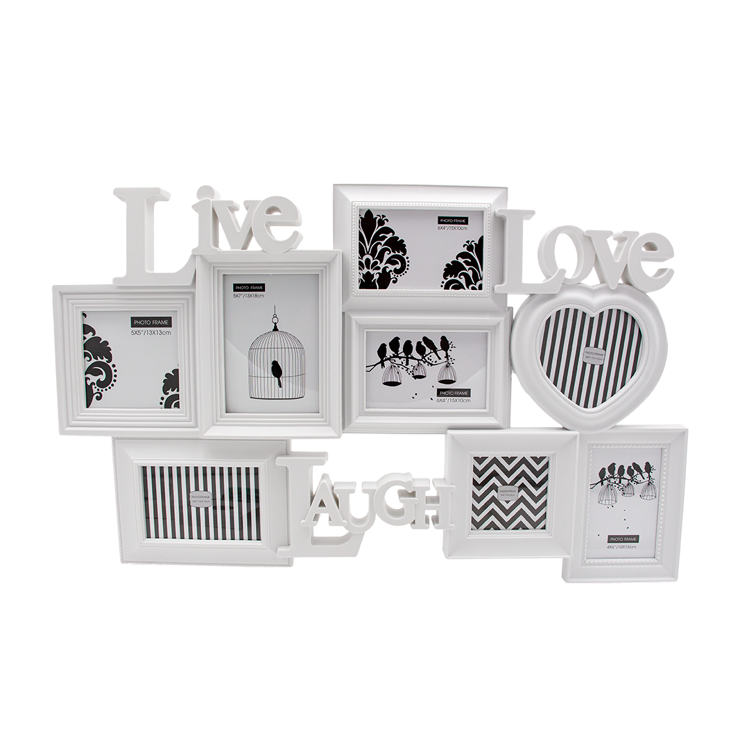 Live/Love/Laugh - Fotoram med 8 Fotoramar