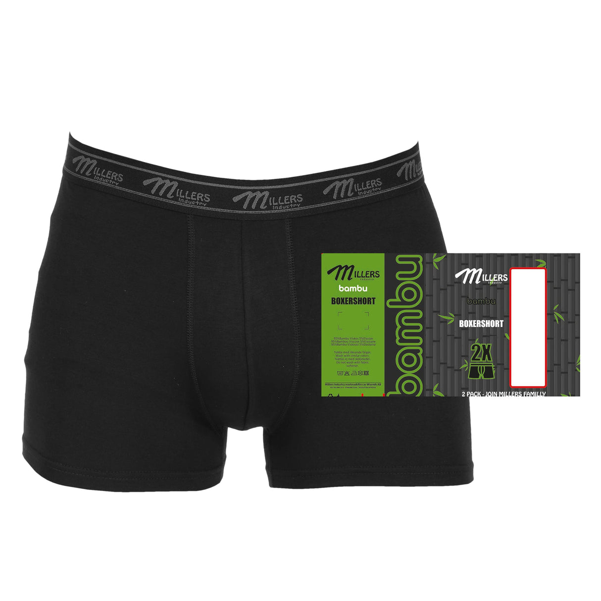 Millers - Bambus Boxershorts/Underkläder - 2-pack - Svart