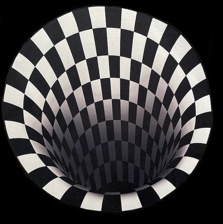 3D illusion matta - Rund matta med 3D illusion - Svart/vit