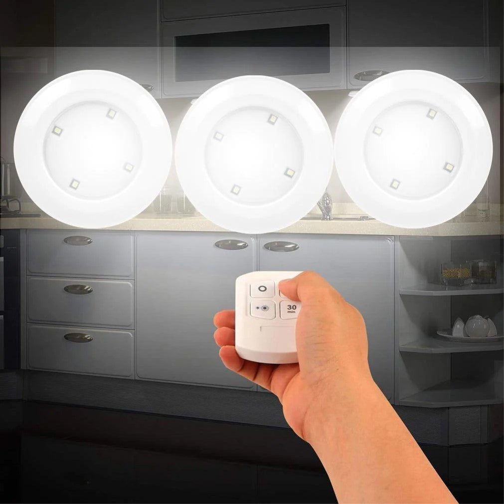 Trådlösa LED-spots med Fjärrkontroll - 3 st