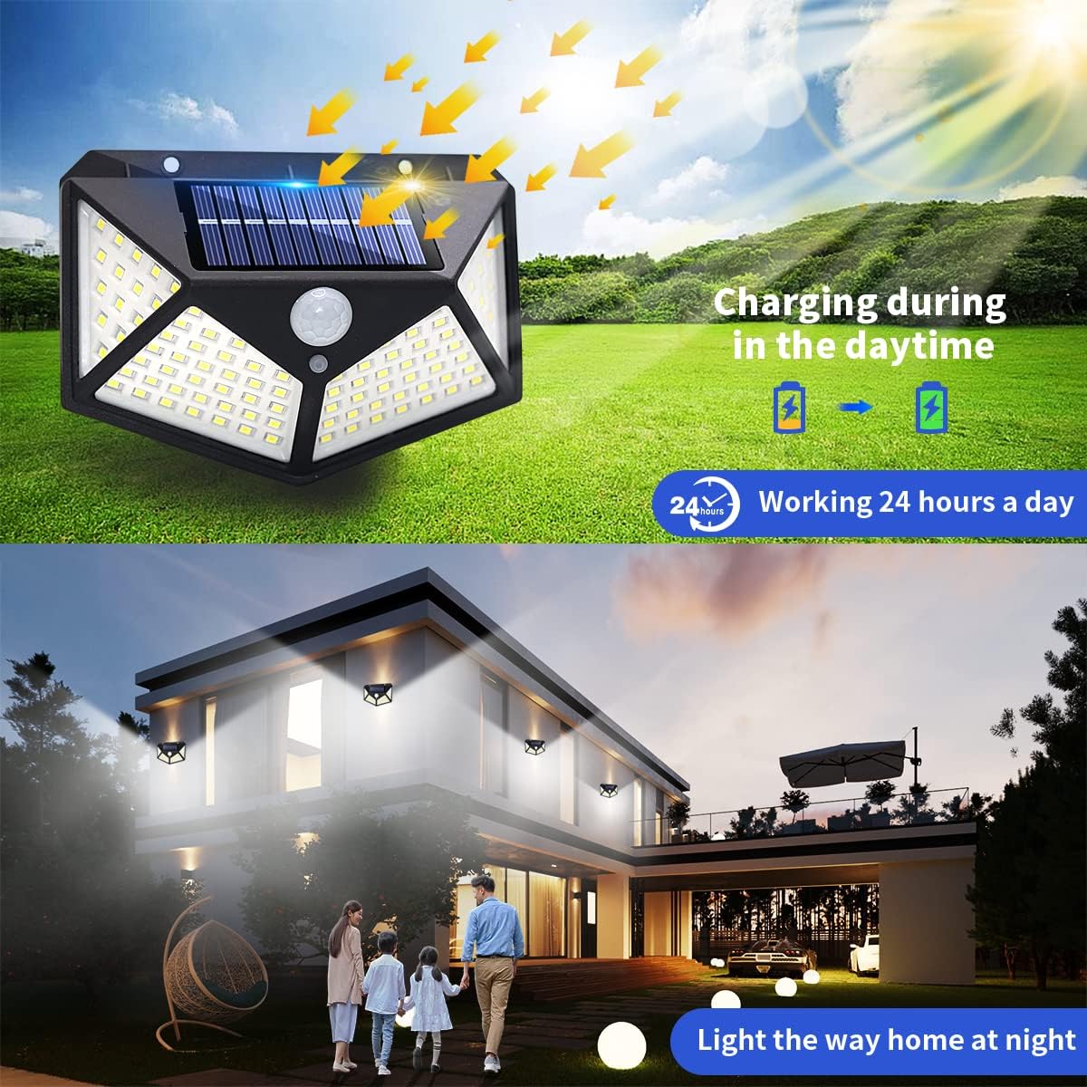 LED Solar Lamp - Trådlös LED Utomhus Vägglampa med Sensor