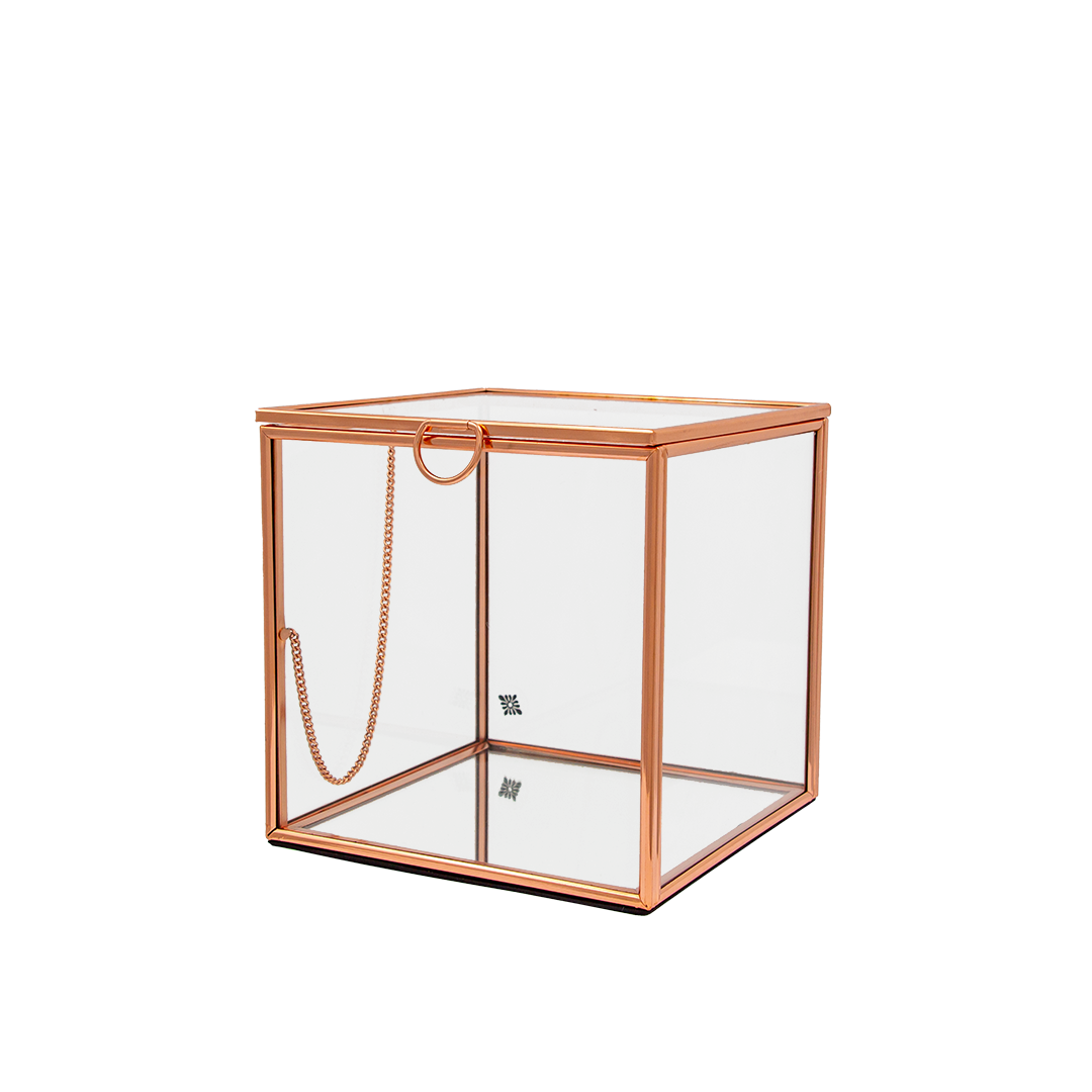 Utställningslåda - Glas/Koppar - Stor 16x16 cm