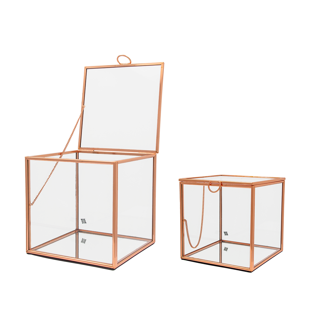 Utställningslåda - Glas/Koppar - Stor 16x16 cm