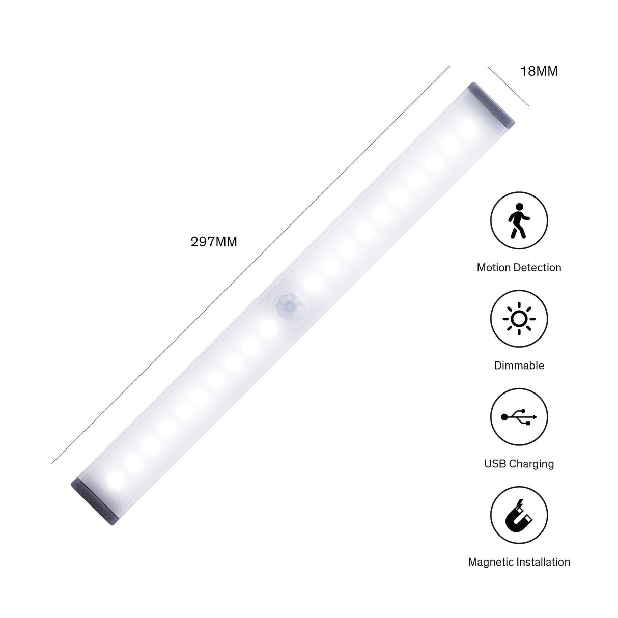 Sinji - Uppladdningsbart LED-Sensorljus - 297mm