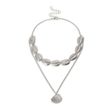 Fashion Jewelry - Musselskal Halsband - Silver