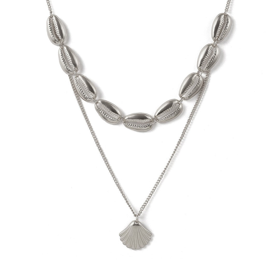 Fashion Jewelry - Musselskal Halsband - Silver