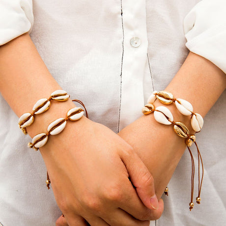 Fashion Jewelry - Armband av Musselskal - Vit/Guld