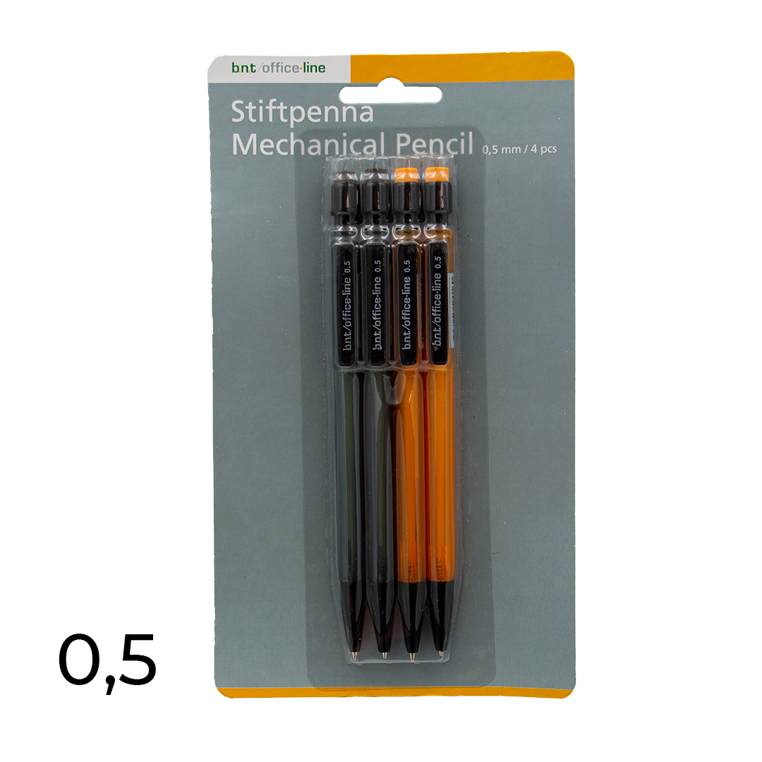 Office Line - Mekaniska Pennor 0,5 mm 4 st - Grå & Orange