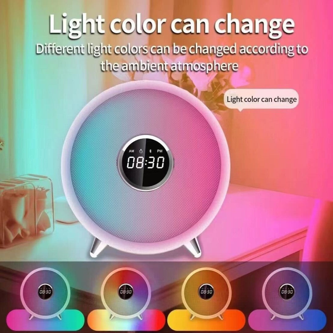BT-högtalare - RGB-lampa - Trådlös Atmosfärshögtalare med Väggklocka